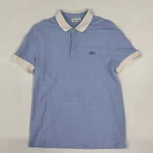 Lacoste Men’s Striped Polo Shirt – Light Blue & White Trim